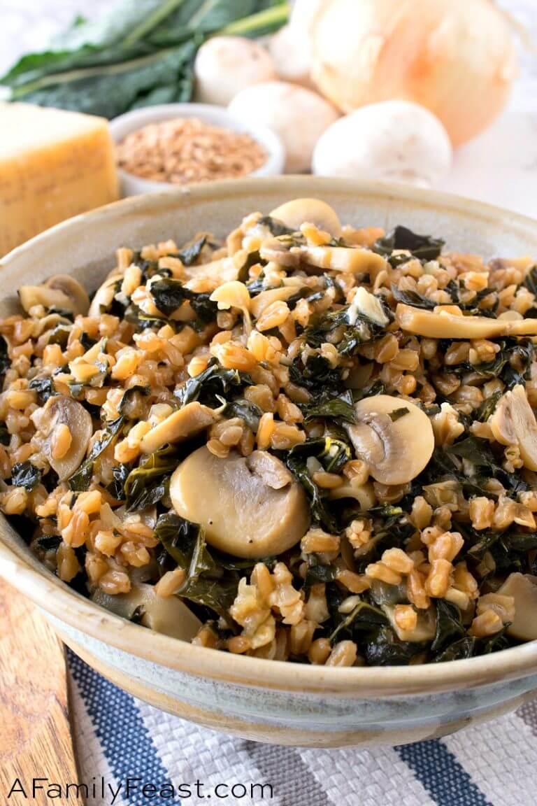 Farro Risotto with Mushrooms and Tuscan Kale A Family Feast®