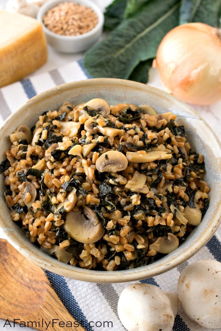 Farro Risotto with Mushrooms and Tuscan Kale A Family Feast®