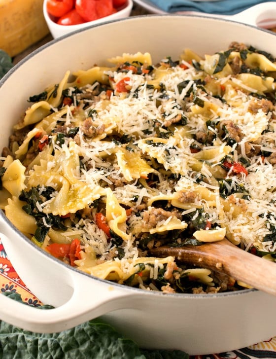 Farfalle with Italian Sausage and Tuscan Kale