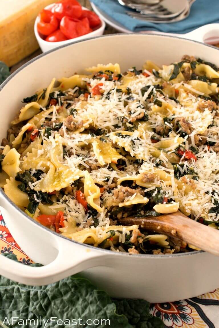 Farfalle with Italian Sausage and Tuscan Kale