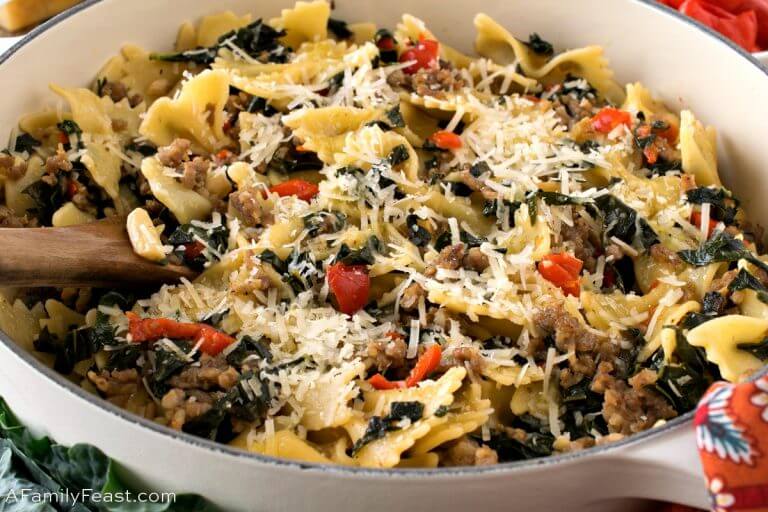 Farfalle with Italian Sausage and Tuscan Kale A Family Feast®