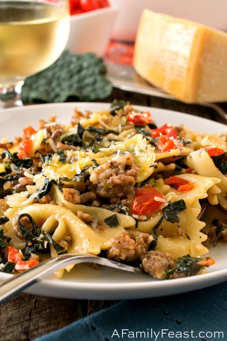 Farfalle with Italian Sausage and Tuscan Kale - A Family Feast®
