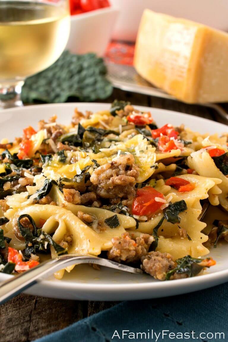 Farfalle with Italian Sausage and Tuscan Kale A Family Feast®
