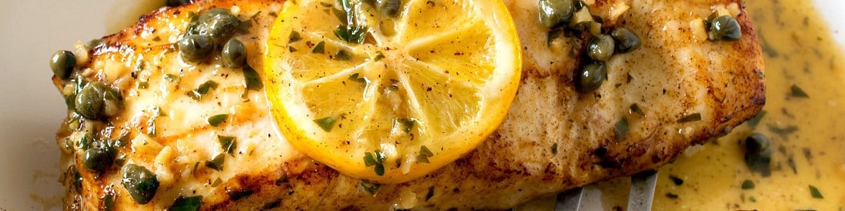 Pan Seared Halibut with Lemon Caper Sauce