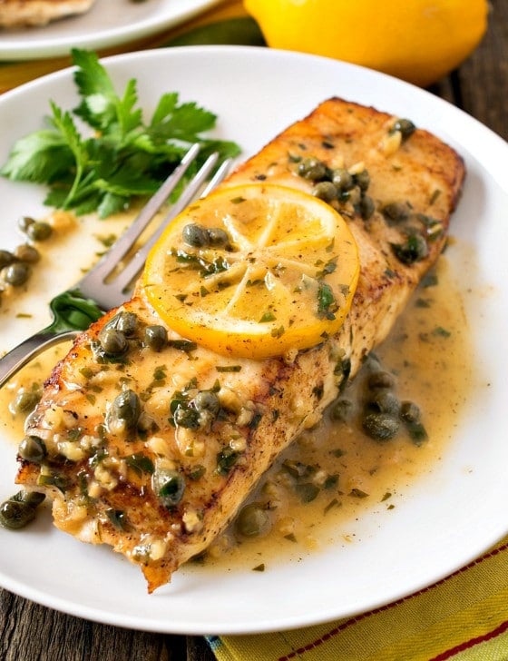 Pan Seared Halibut with Lemon Caper Sauce