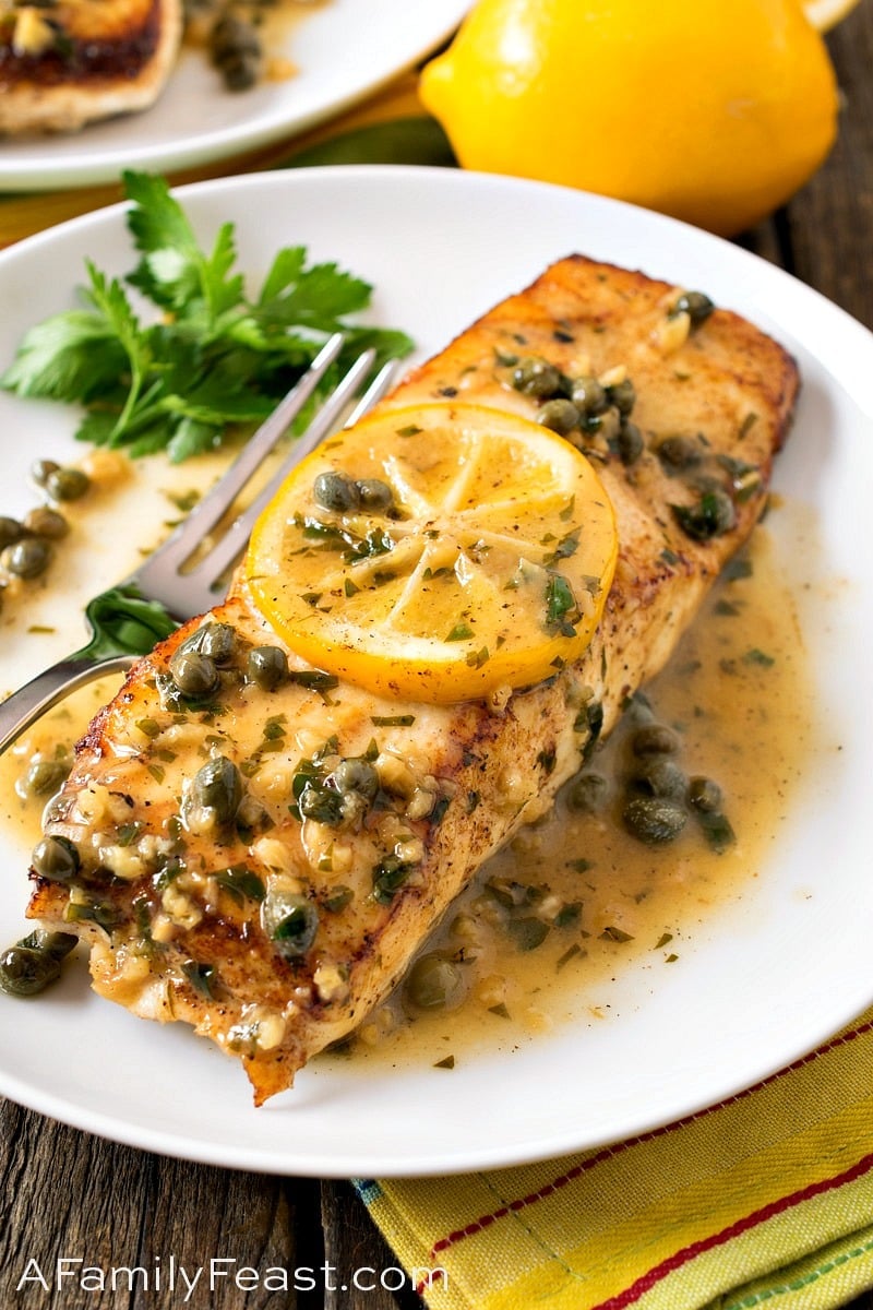 Pan Seared Halibut with Lemon Caper Sauce - A Family Feast®