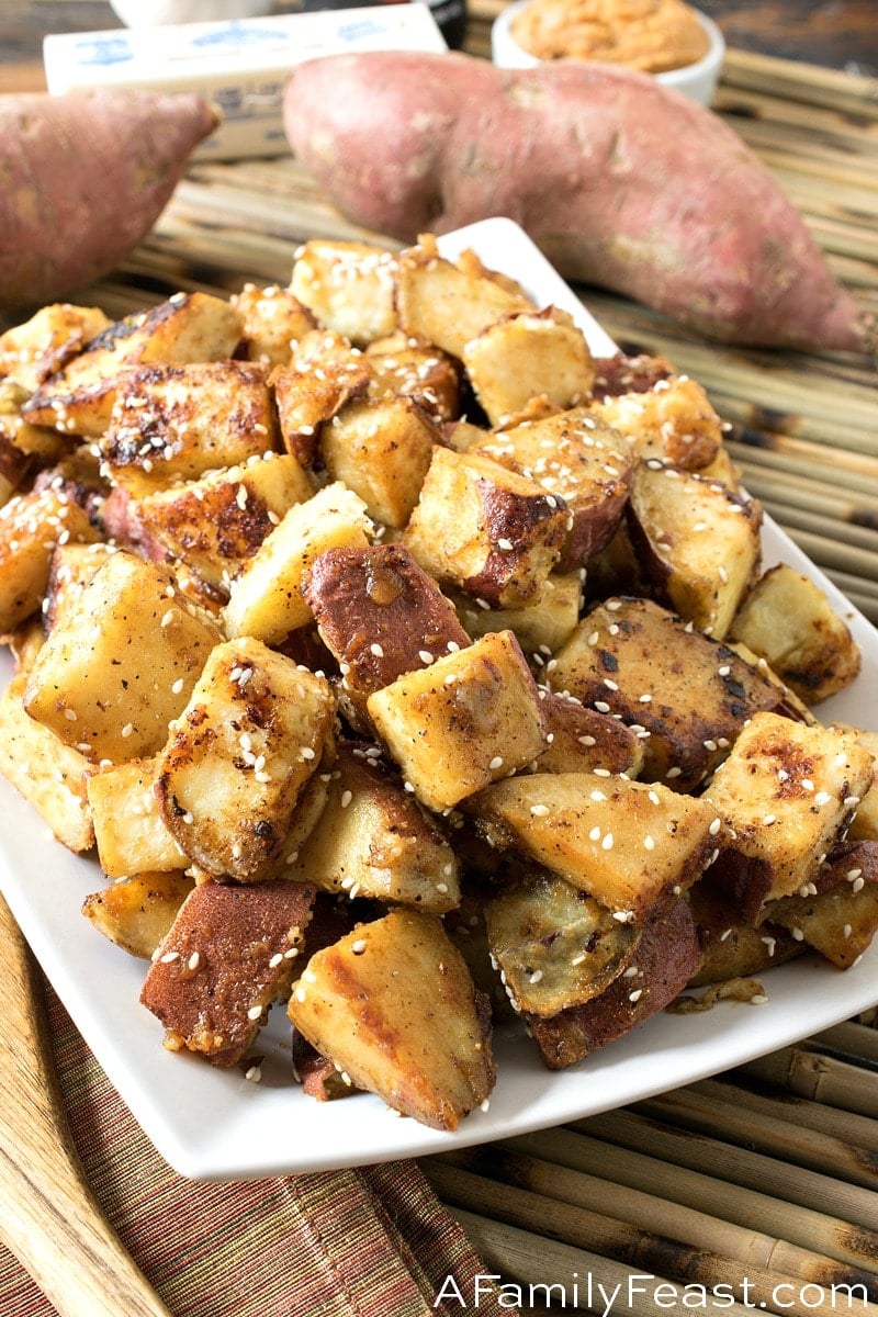 Miso Glazed Japanese Sweet Potatoes 