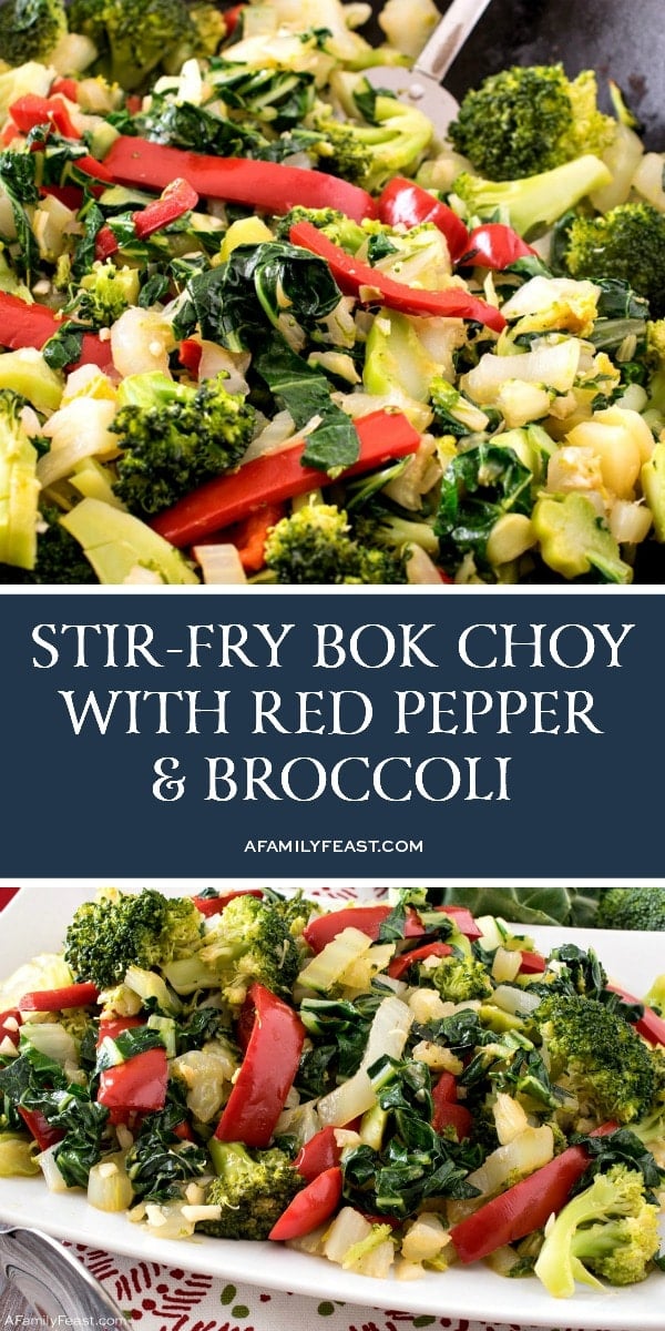 Stir-Fry Bok Choy with Red Pepper and Broccoli 