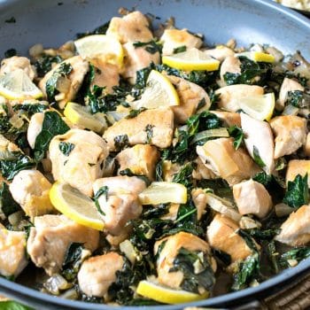 Lemon Basil Chicken with Tuscan Kale and Cauliflower Rice