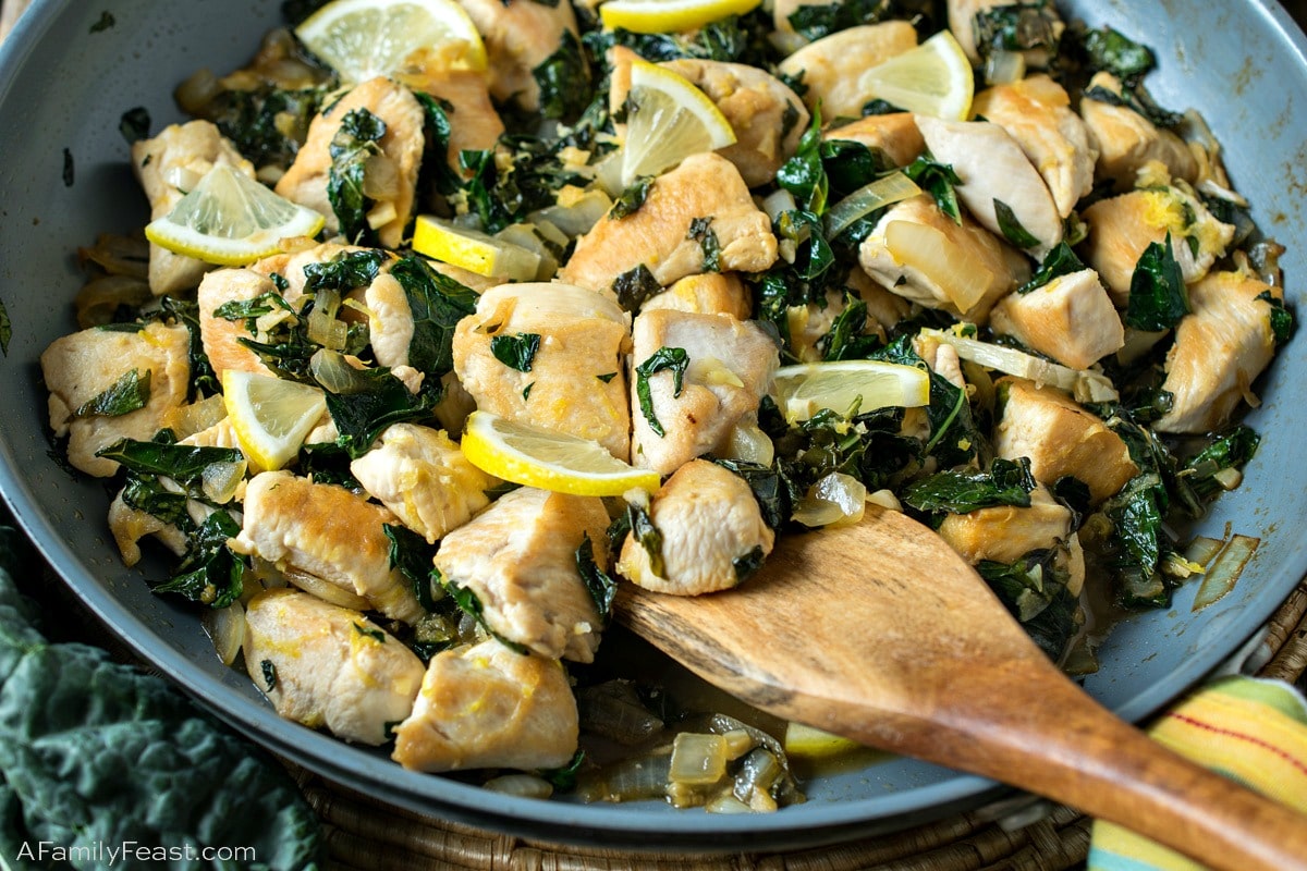 Lemon Basil Chicken with Tuscan Kale and Cauliflower Rice