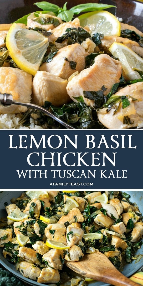 Lemon Basil Chicken with Tuscan Kale and Cauliflower Rice 