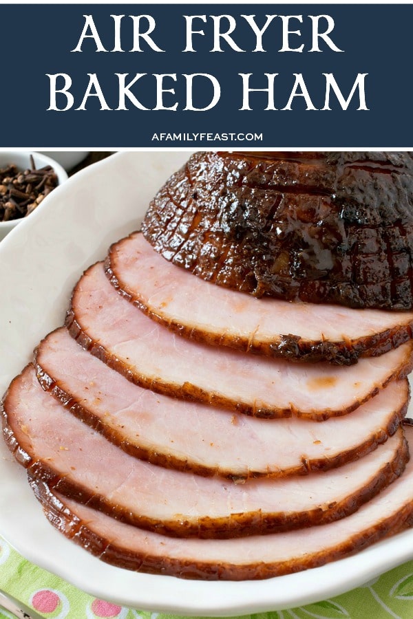 This Air Fryer Baked Ham cooks up perfectly juicy with a sweet and spicy brown sugar-mustard glaze.