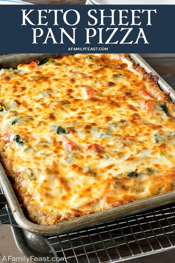 This Keto Sheet Pan pizza has a low-carb crust and lots of delicious toppings.