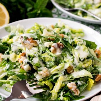 Shredded Romaine and Cucumber Salad with Yogurt Dressing