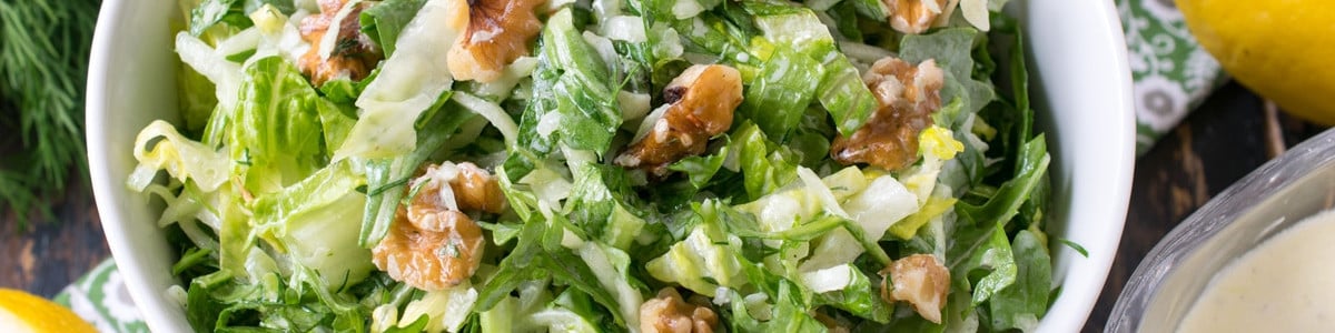 Shredded Romaine and Cucumber Salad with Yogurt Dressing