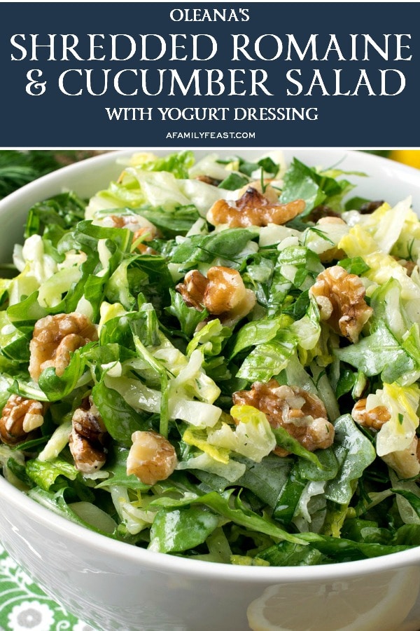 Shredded Romaine and Cucumber Salad with Yogurt Dressing