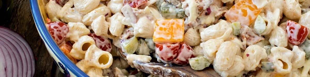 Dill Pickle Bacon Ranch Pasta Salad