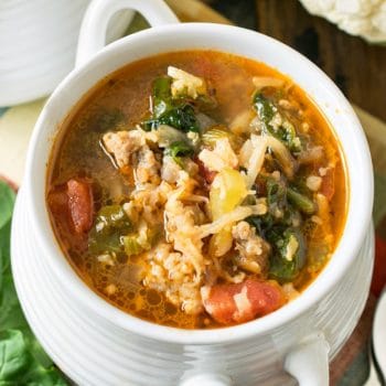 Keto Italian Sausage and Cauliflower Rice Soup