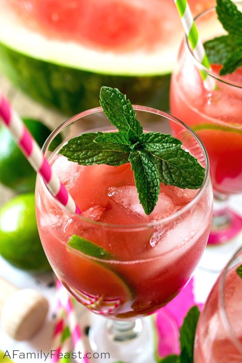 Watermelon Mint Agua Fresca combines fresh watermelon, mint and sweetened lime juice into one deliciously festive drink! Watermelon Mint Agua Fresca