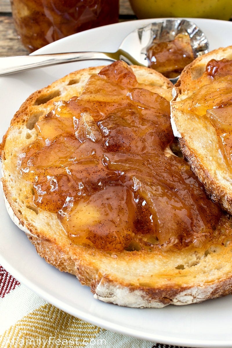 This Apple Pie Jam is incredible! All of the delicious flavors of freshly baked apple pie in a luscious, spreadable jam. Apple Pie Jam
