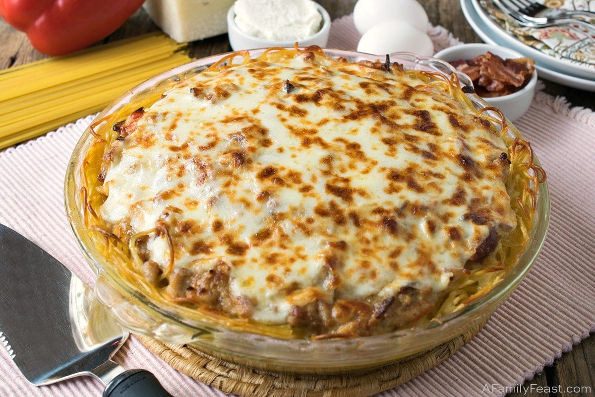 Chicken Carbonara Spaghetti Pie