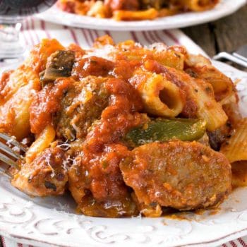 Baked Rigatoni with Italian Sausage and Meatballs