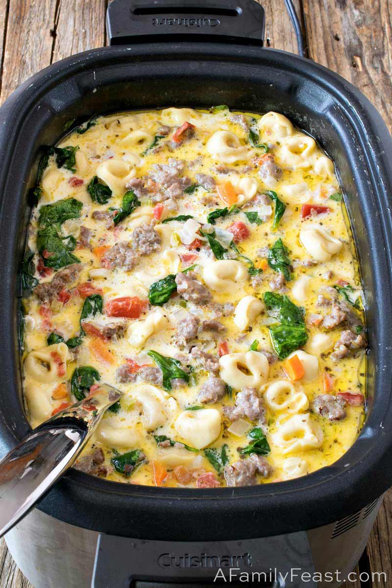 Slow Cooker Creamy Tortellini and Sausage Soup