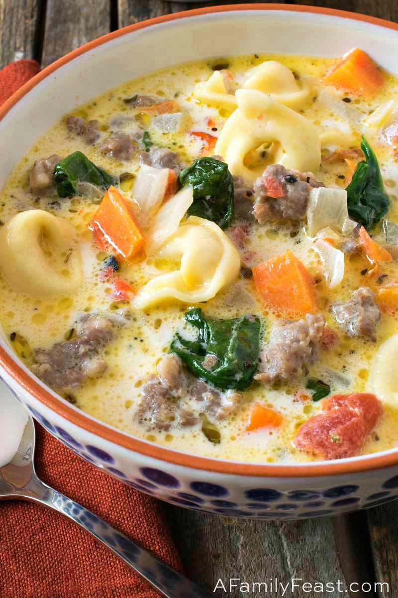 Slow Cooker Creamy Tortellini and Sausage Soup