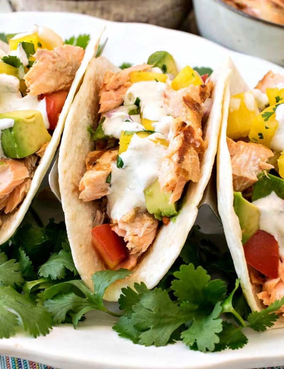 Grilled Salmon Tacos with Pineapple Salsa