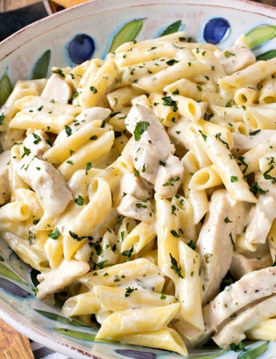 Chicken & Penne with Basil Parmesan Cream Sauce