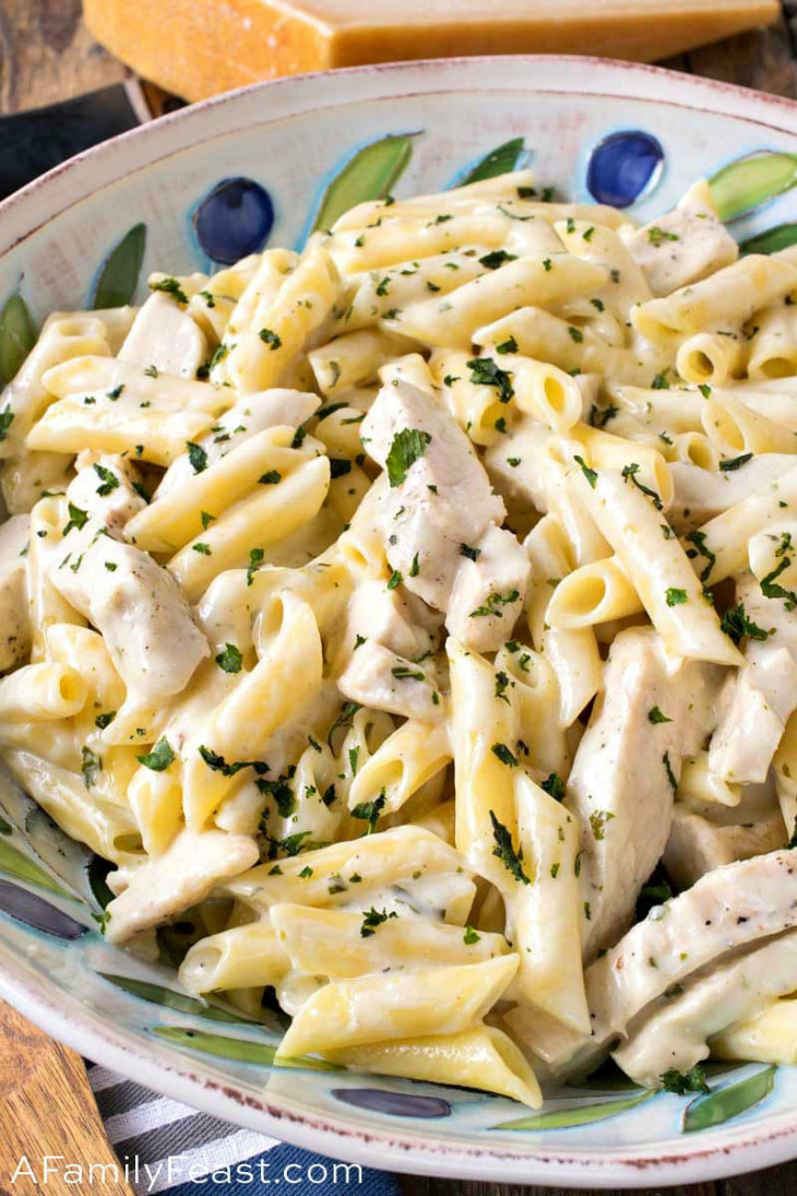 Chicken & Penne with Basil Parmesan Cream Sauce A Family Feast®