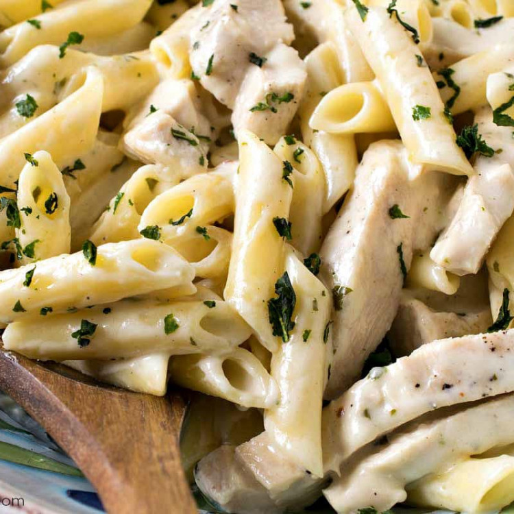 Chicken & Penne with Basil Parmesan Cream Sauce