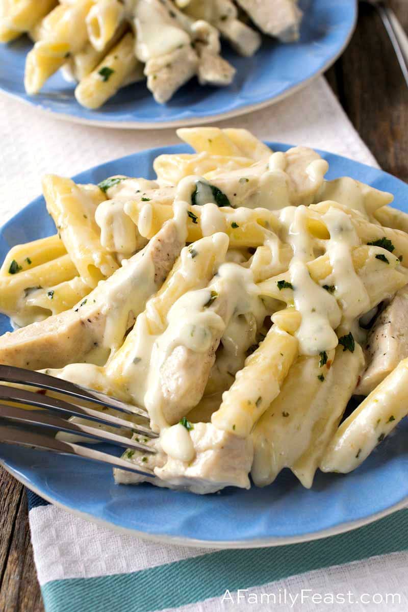 Chicken & Penne with Basil Parmesan Cream Sauce 