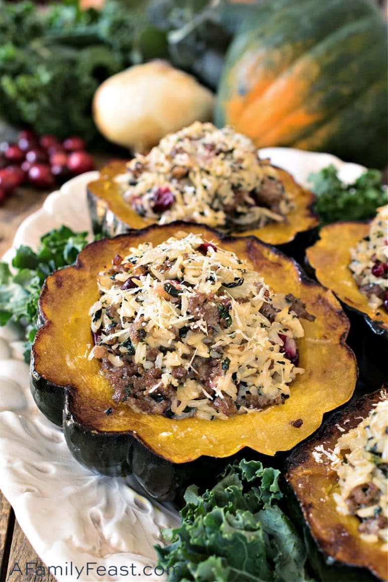 Acorn Squash with Sausage & Rice Stuffing