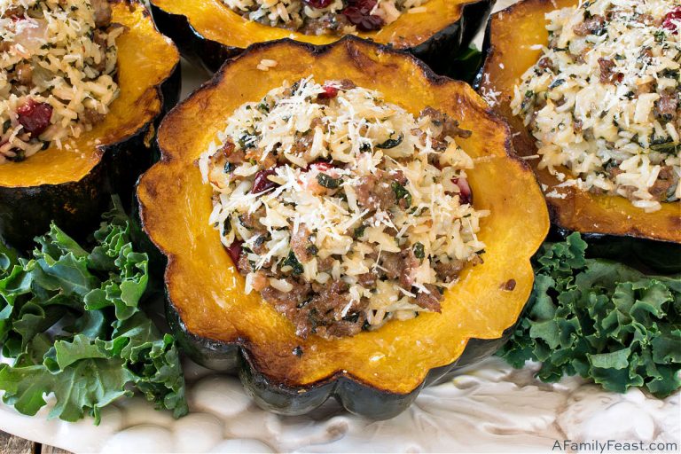 Acorn Squash with Sausage & Rice Stuffing A Family Feast®