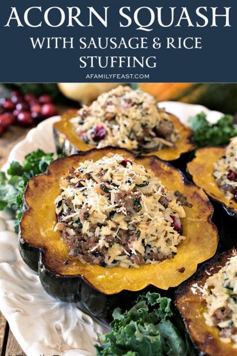Acorn Squash with Sausage & Rice Stuffing - A Family Feast®
