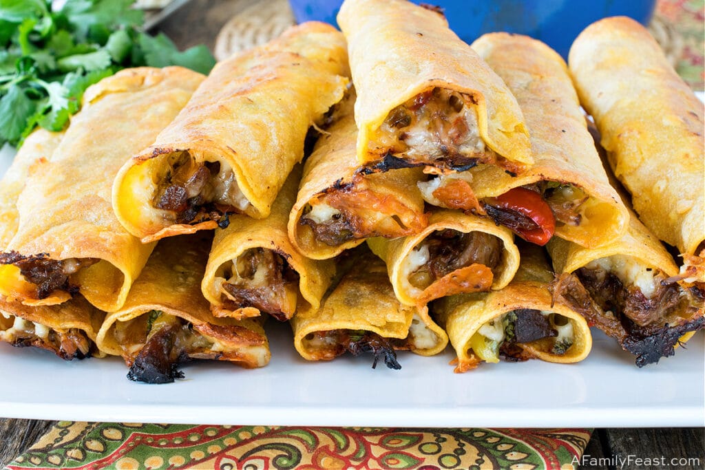 Baked Shredded Beef Taquitos A Family Feast®