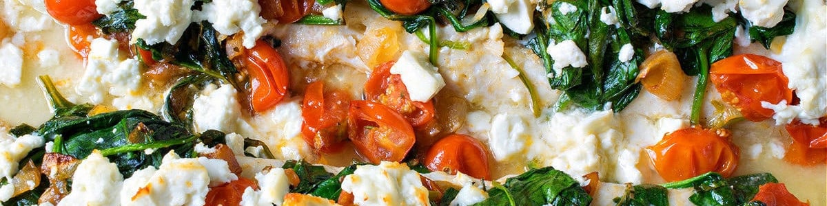 Baked Cod with Spinach, Feta and Tomatoes