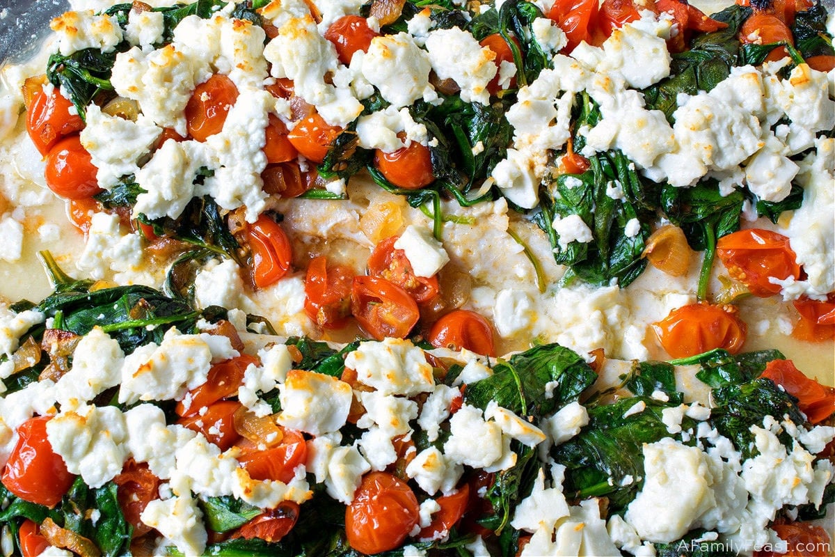 Baked Cod with Spinach, Feta and Tomatoes