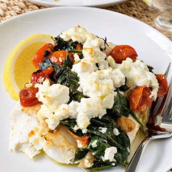 Baked Cod with Spinach, Feta and Tomatoes