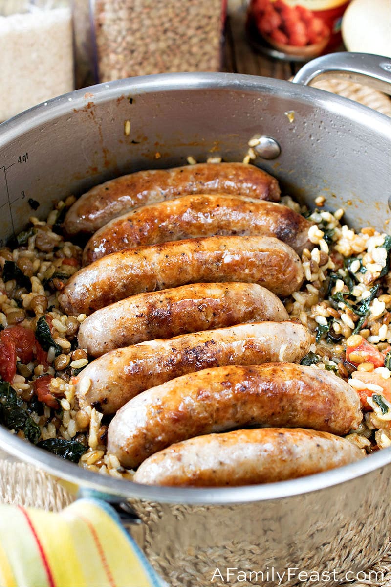 Italian Sausage with Lentils & Rice