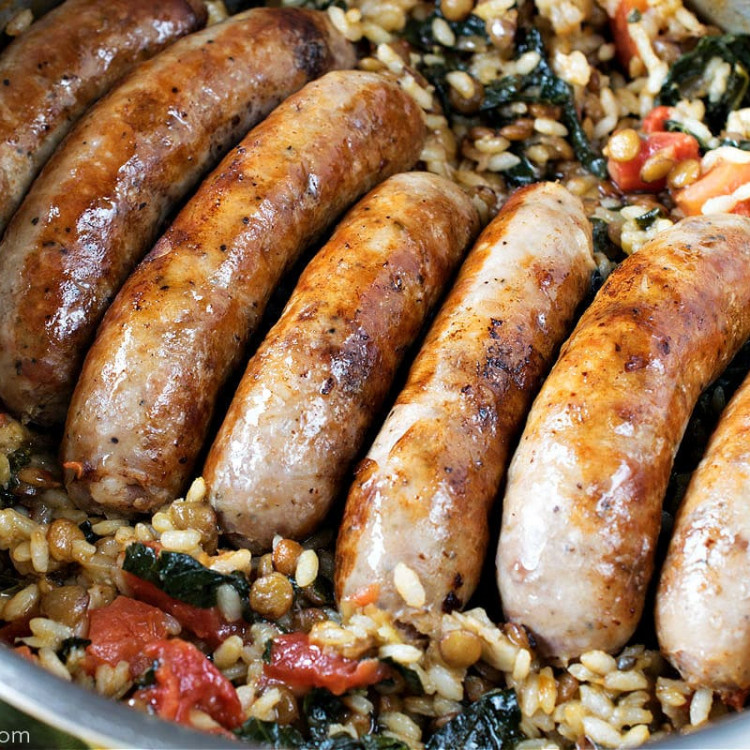 Italian Sausage with Lentils & Rice