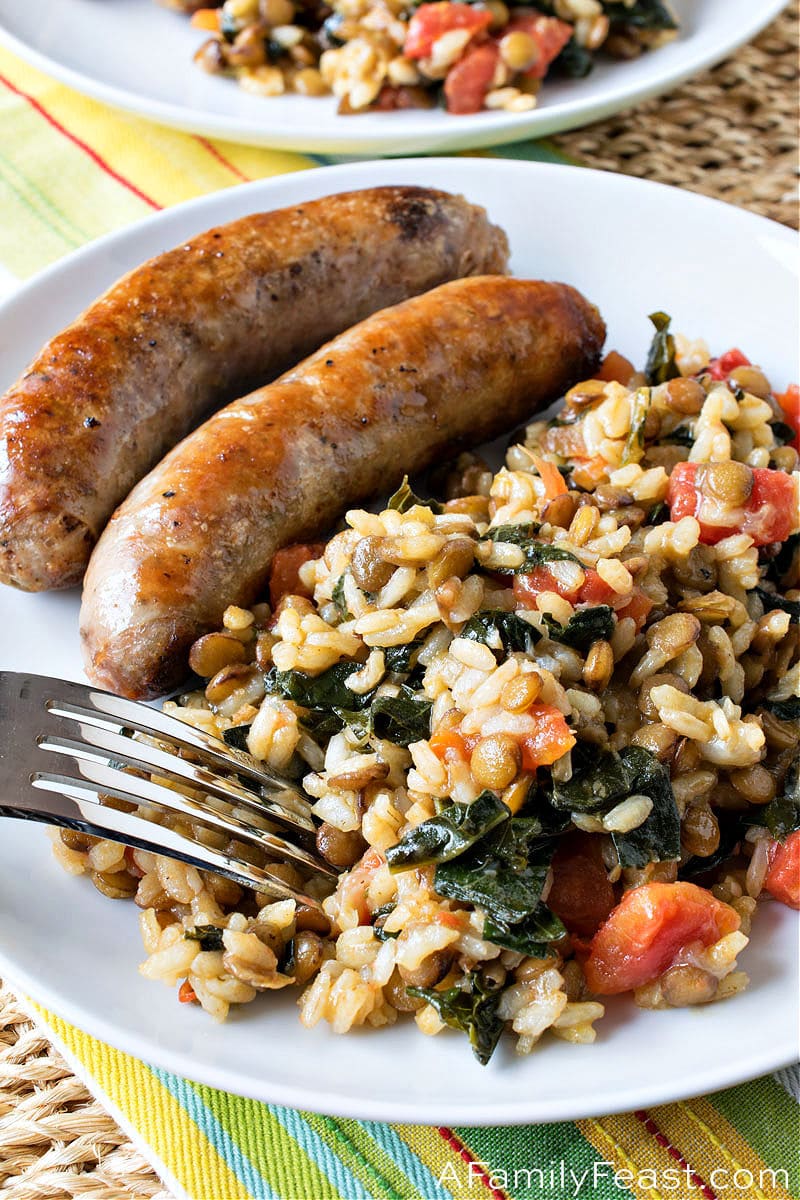 Italian Sausage with Lentils & Rice 