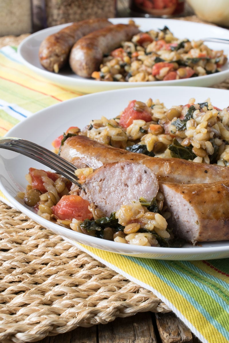 Italian Sausage with Lentils & Rice