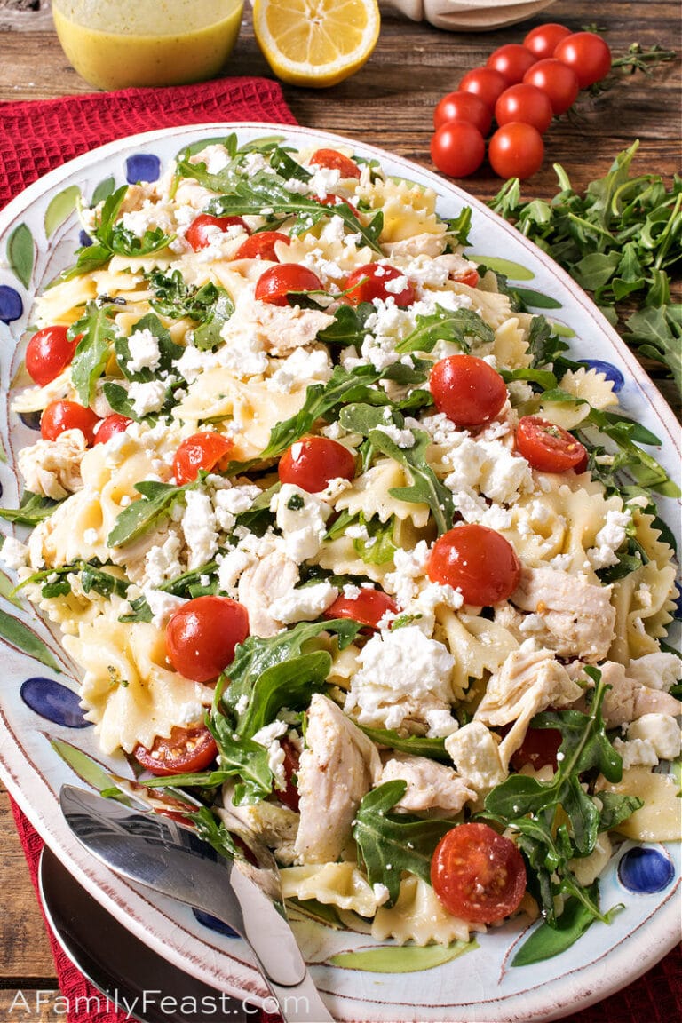 Chicken Pasta Salad with Arugula and Feta