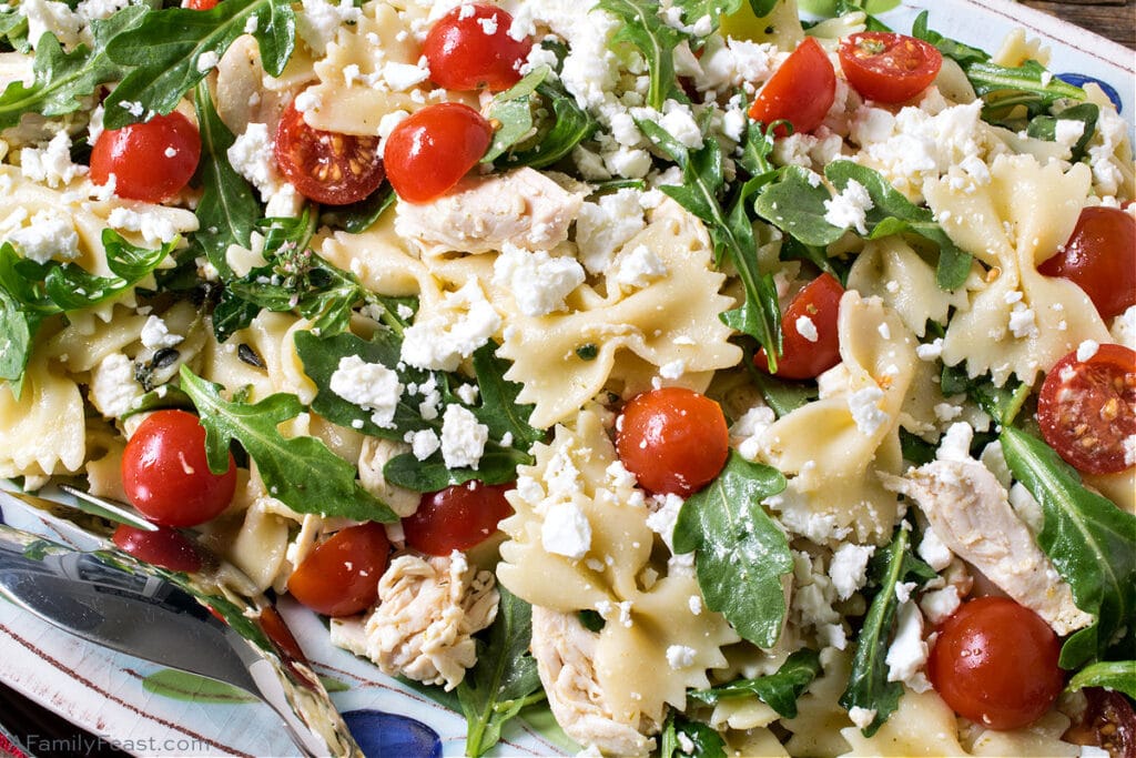 Chicken Pasta Salad with Arugula and Feta A Family Feast®