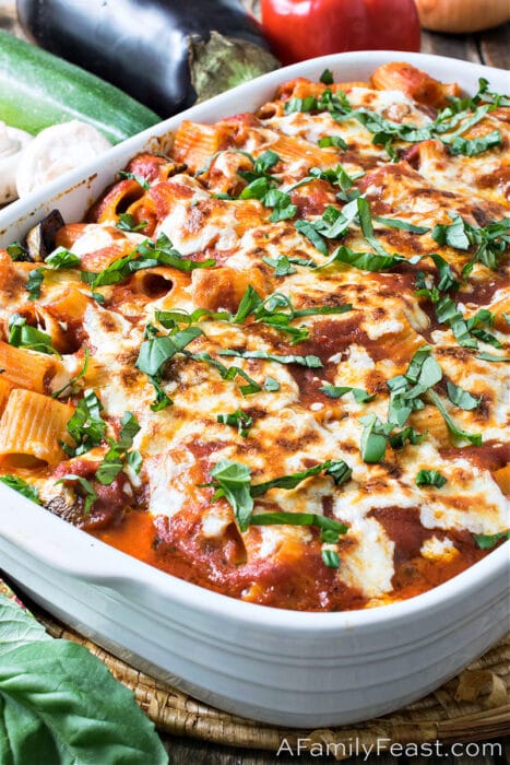 Baked Rigatoni with Roasted Summer Vegetables