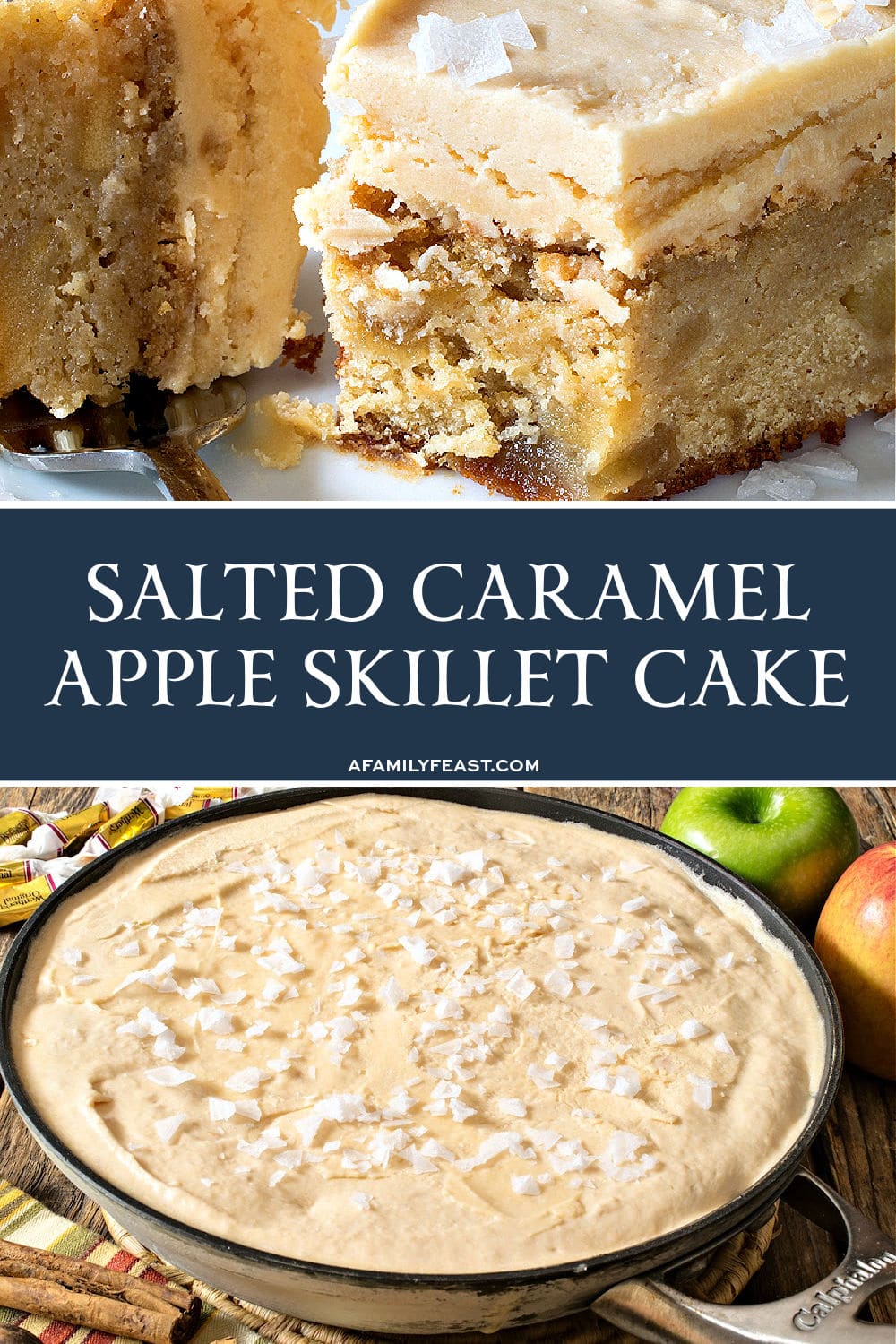 Salted Caramel Apple Skillet Cake