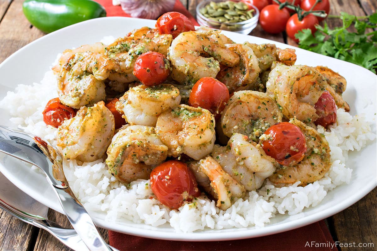 Mexican Pesto Shrimp with Rice
