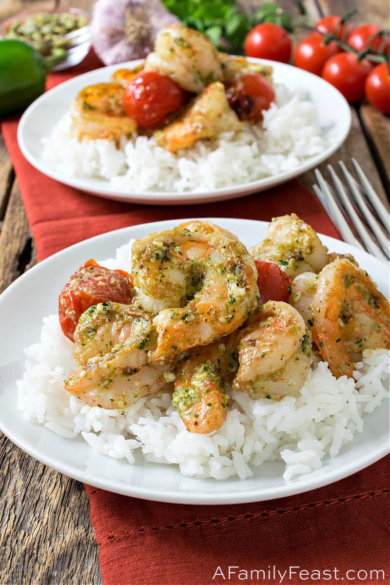 Mexican Pesto Shrimp with Rice 